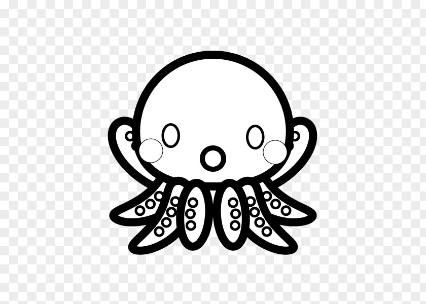 Black And White Octopus Coloring Book Clip Art Illustration PNG
