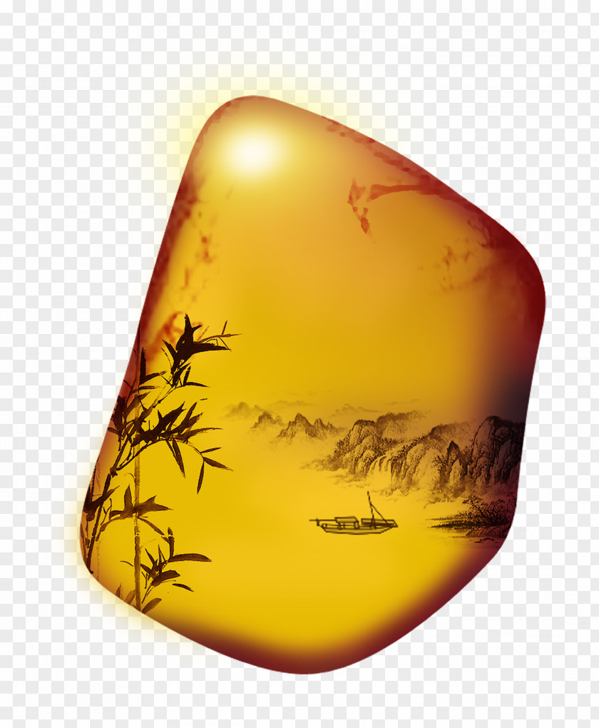 Ink Landscape In Golden Stone Bamboe PNG