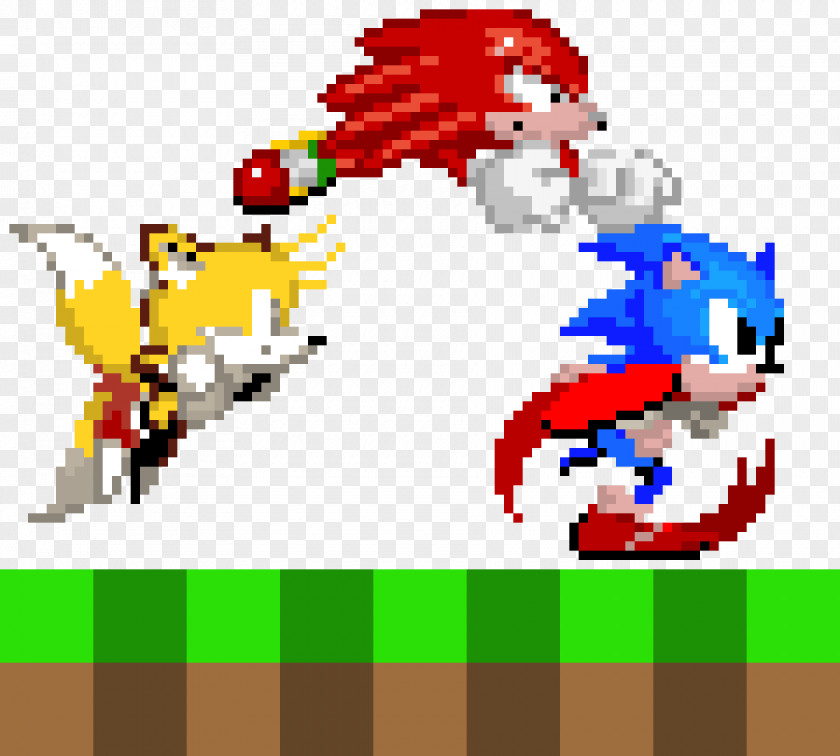 Sonic Pixel Knuckles & Chaos The Echidna Tails Art PNG
