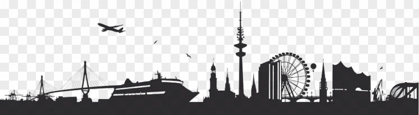 Style Blackandwhite City Skyline Silhouette PNG