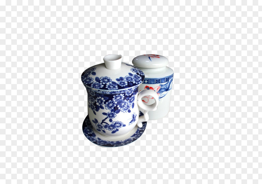 Cup Teaware Blue And White Pottery Porcelain PNG