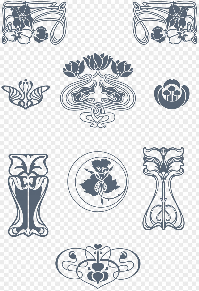 Vector Decoration Art Nouveau Ornaments PNG