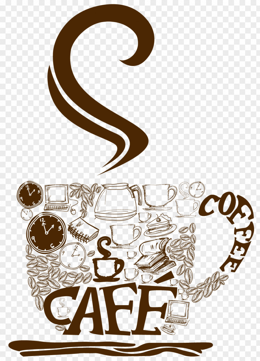 Decorative Coffee Cup Vector Clipart Cafe Cappuccino Clip Art PNG