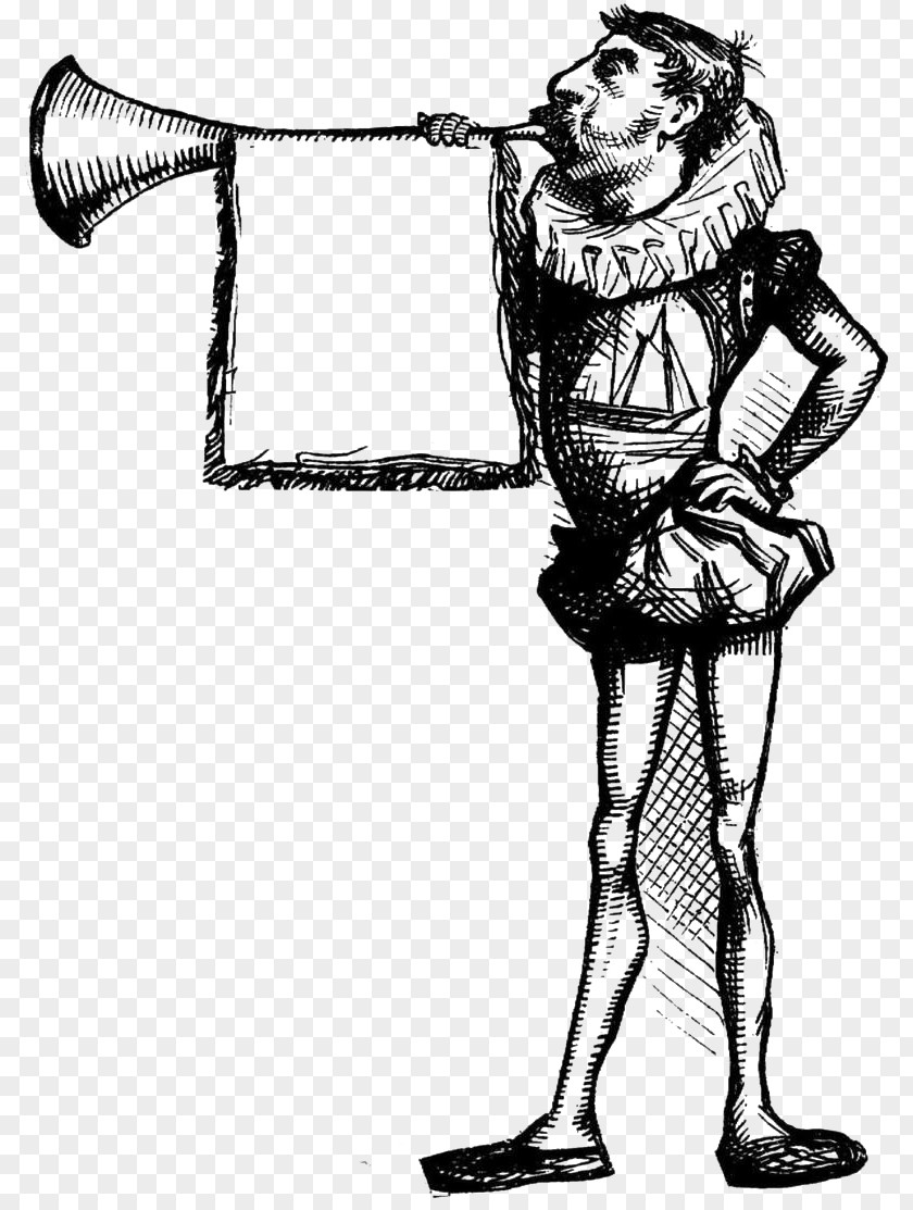 Trumpet Soldier Illustration Black And White Cartoon PNG