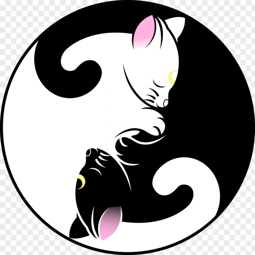 Yin Yang Symbol Luna Artemis Cat Kitten And PNG