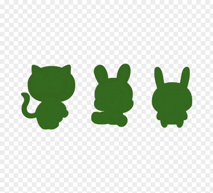 Cats And Rabbits Green Silhouette Material Cat European Rabbit PNG
