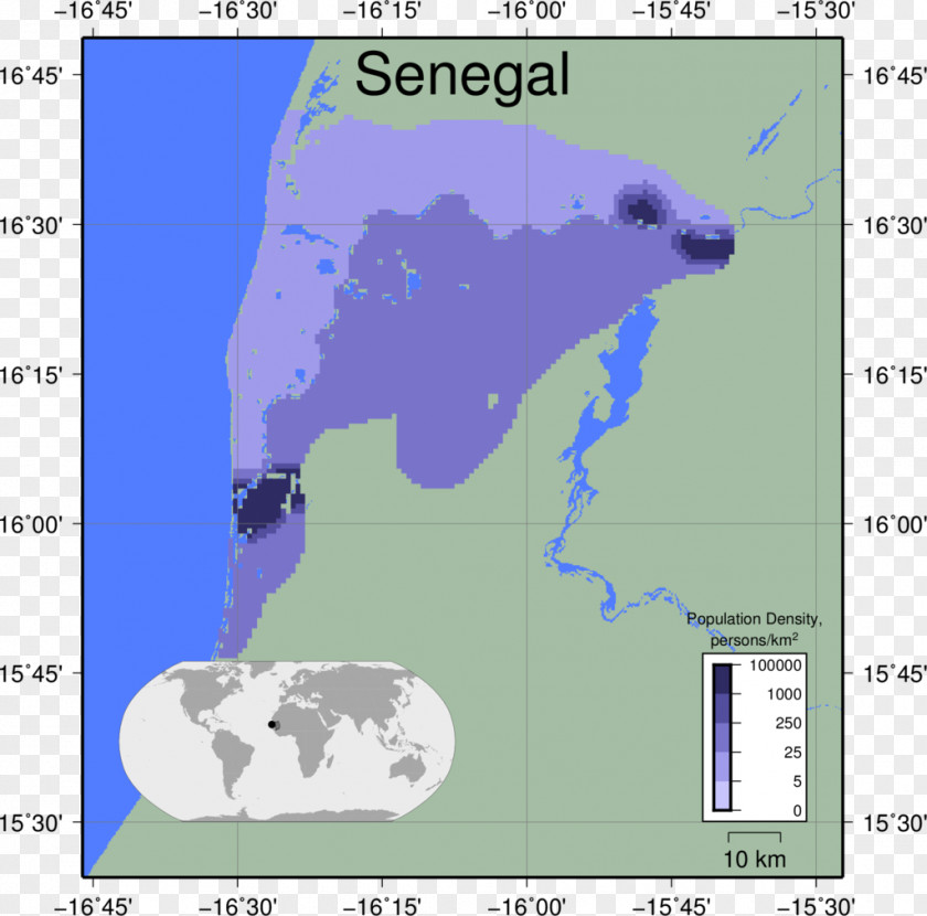 Senegal Map World Water Resources Ecoregion PNG