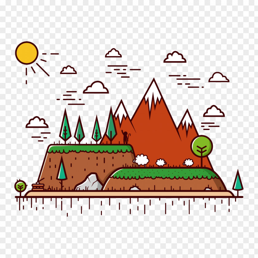 Vector Mountain Euclidean Landscape Illustration PNG
