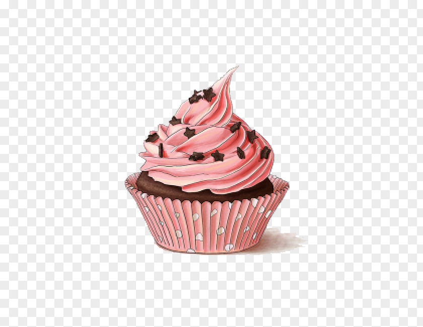 Muffin Cream Cupcake Food Buttercream Icing Pink PNG