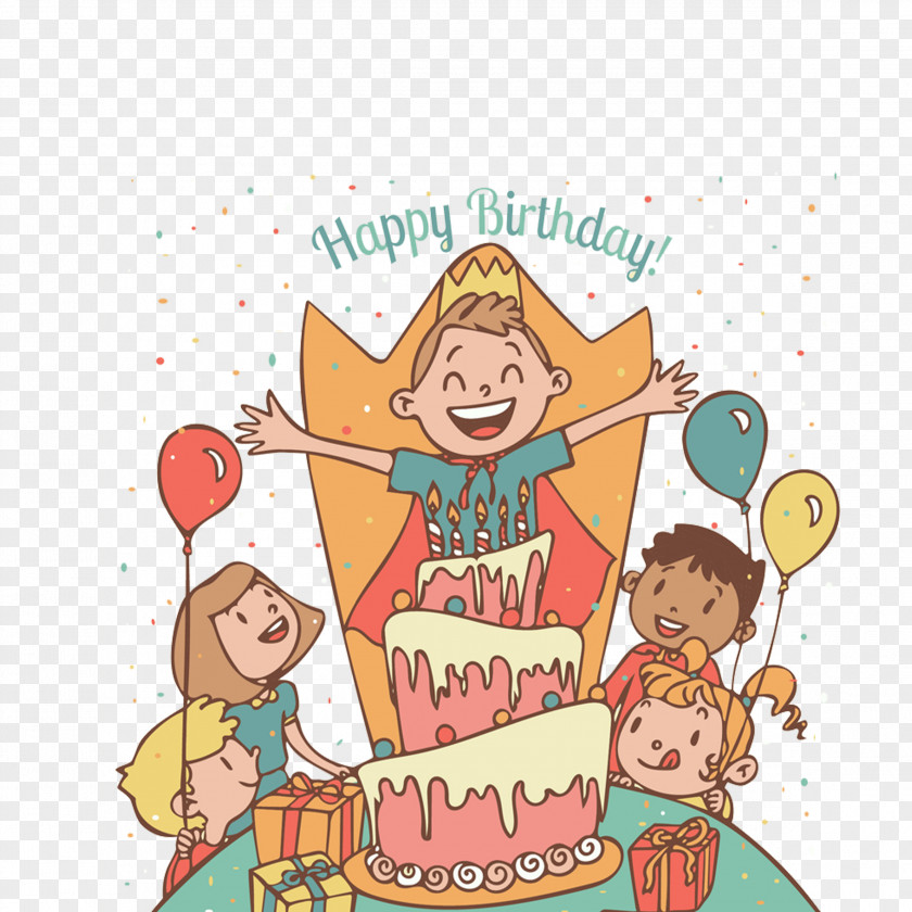 Creative Kids Birthday Party Greeting Card Gift PNG
