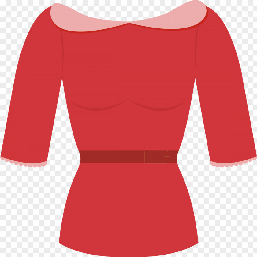 Red Shirt Women T-shirt Blouse Sleeve Dress PNG