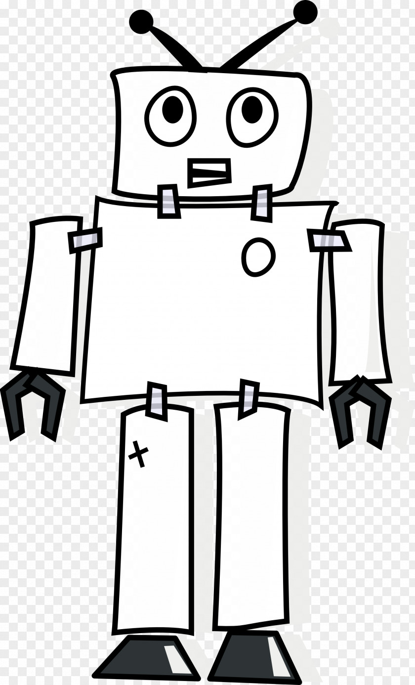 Black Robot And White Line Art Clip PNG