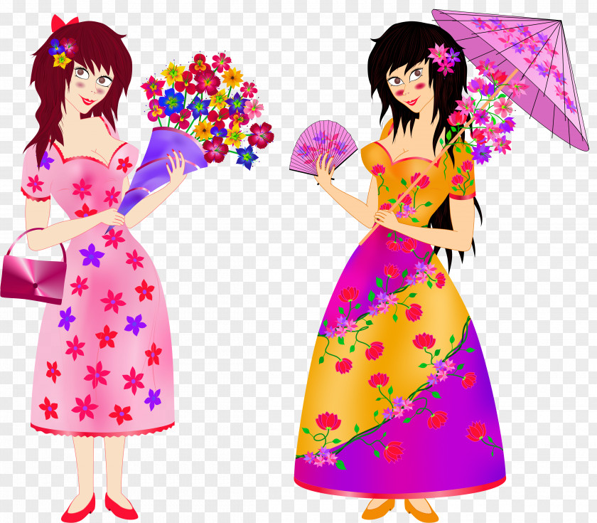 Design Pink M Dress Cartoon PNG