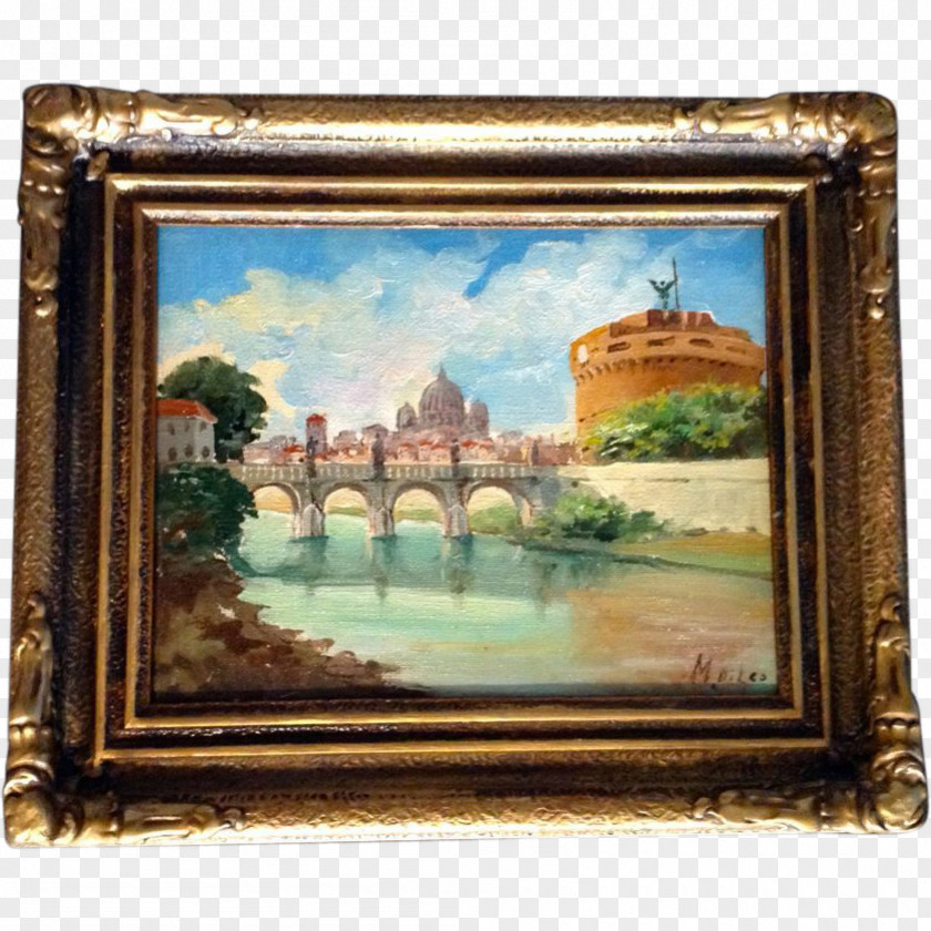 Painting Castel Sant'Angelo Ponte Tiber Still Life PNG