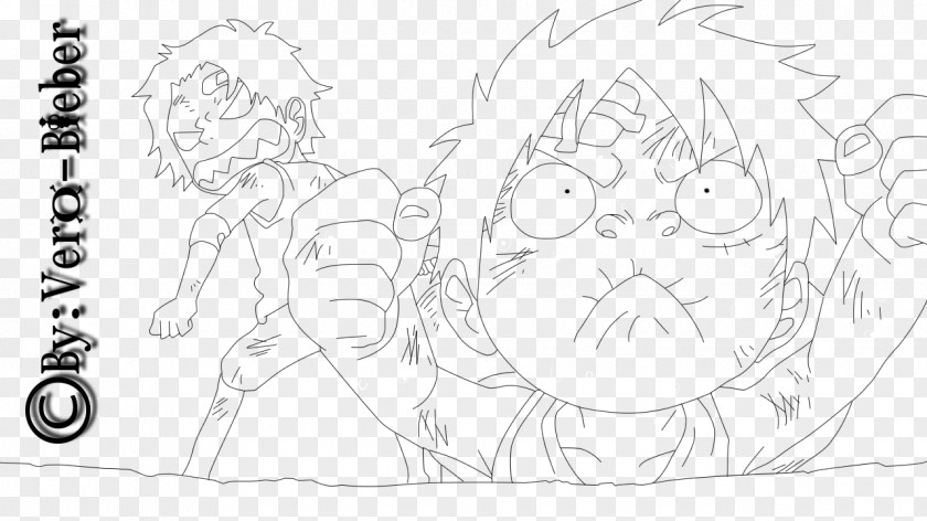 Paperchild Monkey D. Luffy Portgas Ace Line Art Character Sketch PNG
