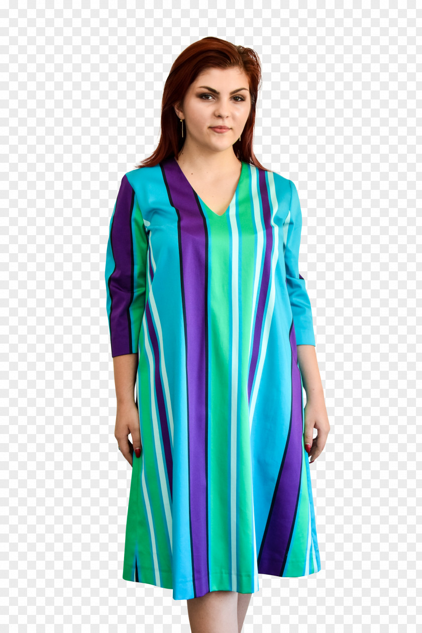 Vertical Stripe Fashion Sleeve Dress PNG
