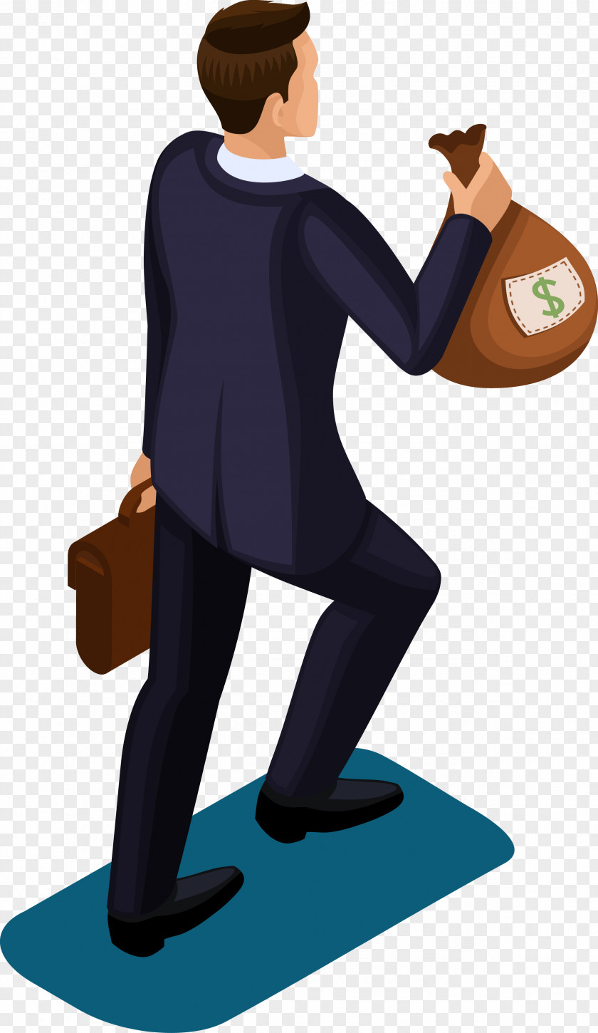 A Vector Man With Money Bag Cartoon Clip Art PNG