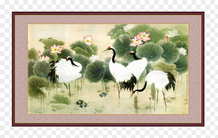 FIG Crane China Paper Painting Wallpaper PNG