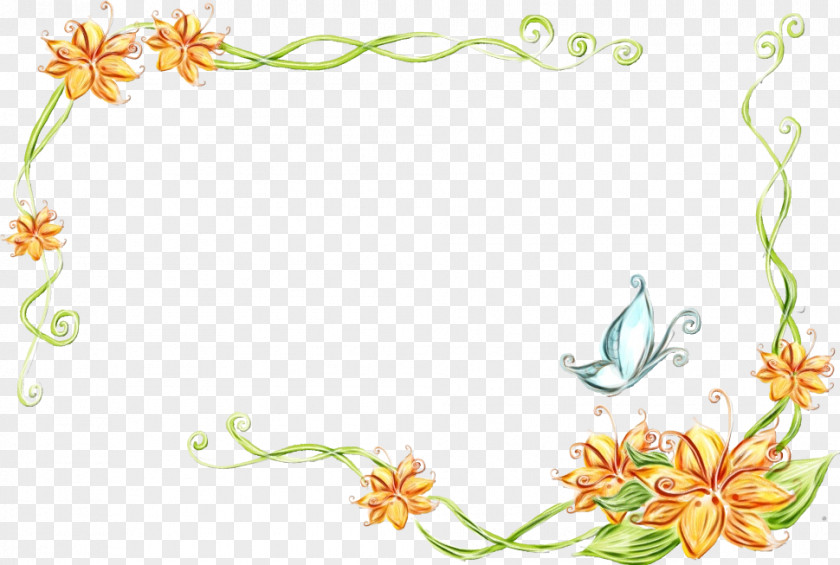 Floral Design Flower Watercolor Frame PNG