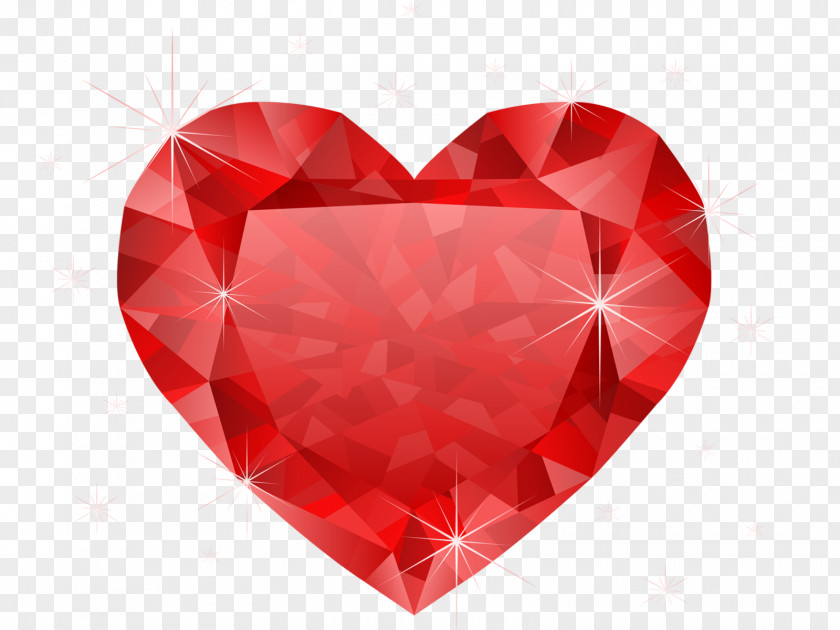 Stunning Heart-shaped Red Diamond Heart Color Clip Art PNG