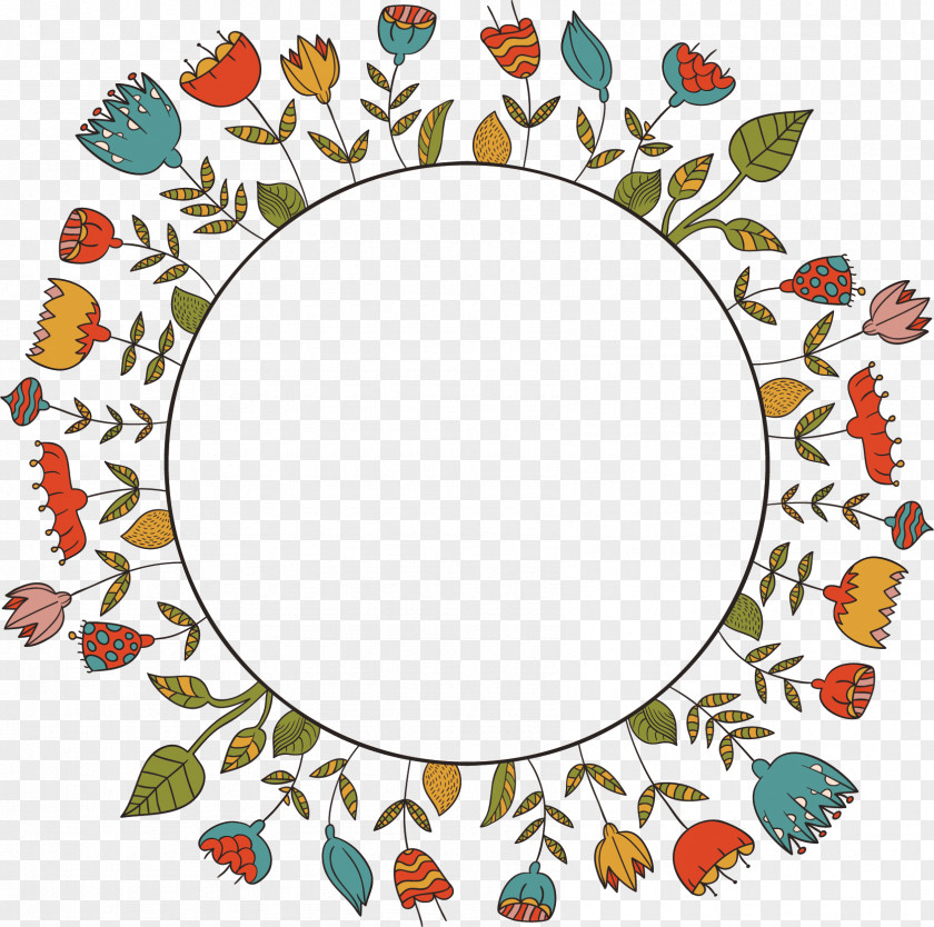 Flower Circle Frame Floral PNG