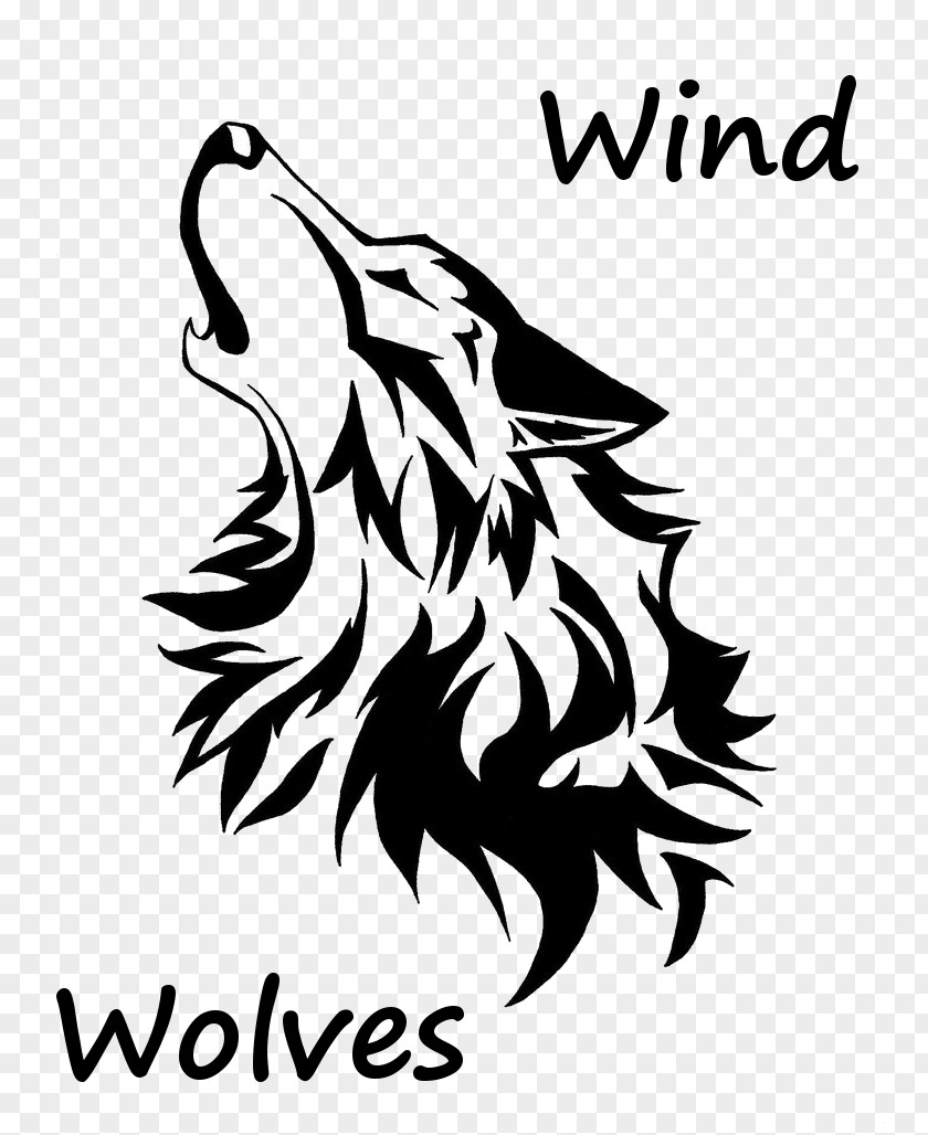 Nuvole Stencil Drawing Black Wolf Line Art PNG