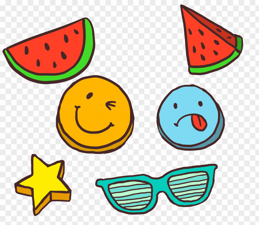 Watermelon And Glasses Watercolor Painting Clip Art PNG