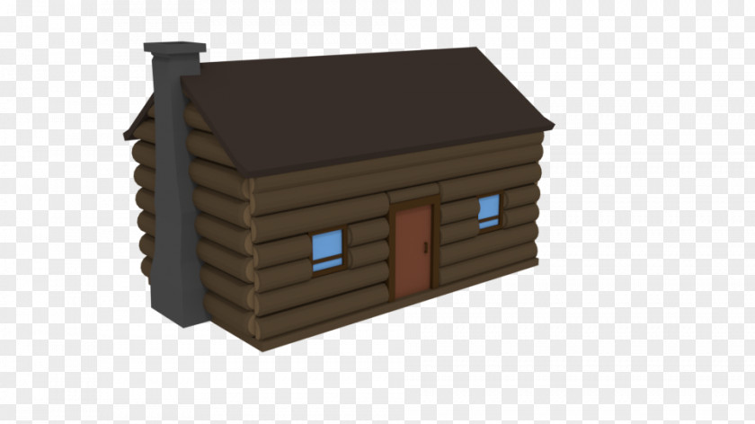 Low Poly Log Cabin 3D Computer Graphics Pixel Art Shading PNG