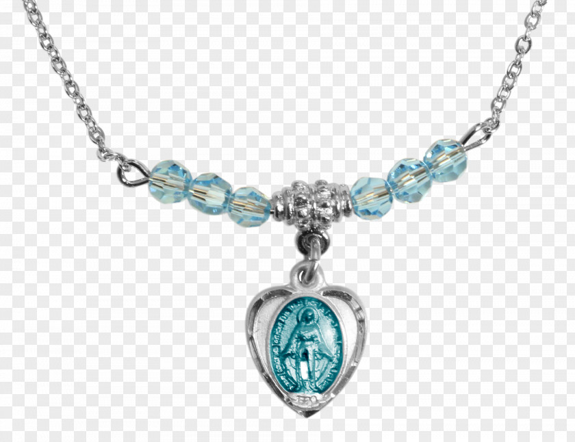 Necklace Turquoise Miraculous Medal Locket PNG