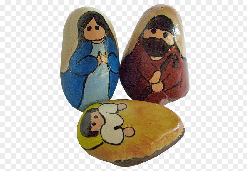 Greenery Hand Painted Nativity Scene Painting Rock Christmas Of Jesus PNG