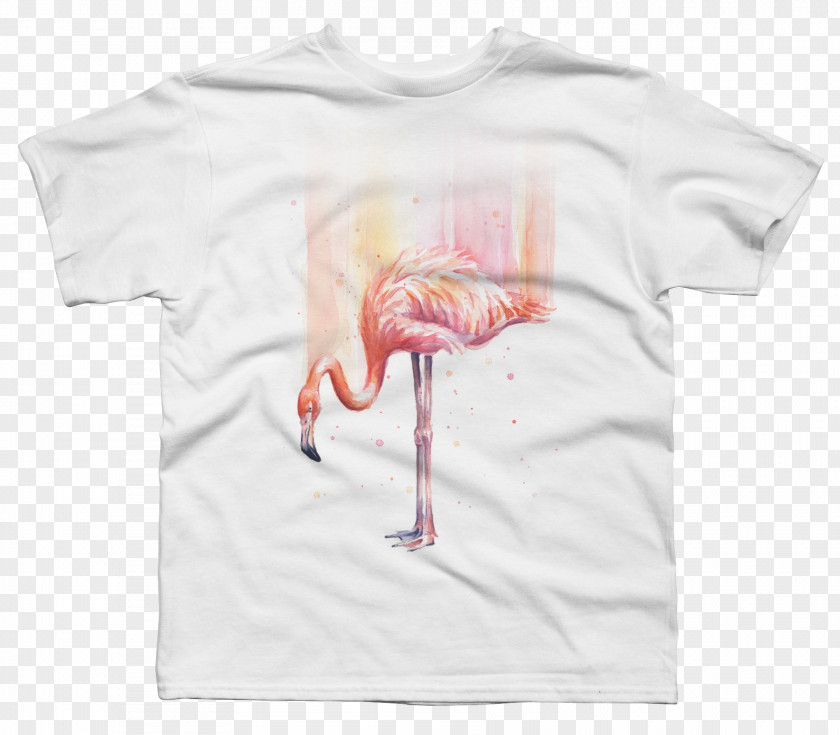 Flamingo Printing T-shirt Watercolor Painting Sleeve Graphic Design PNG