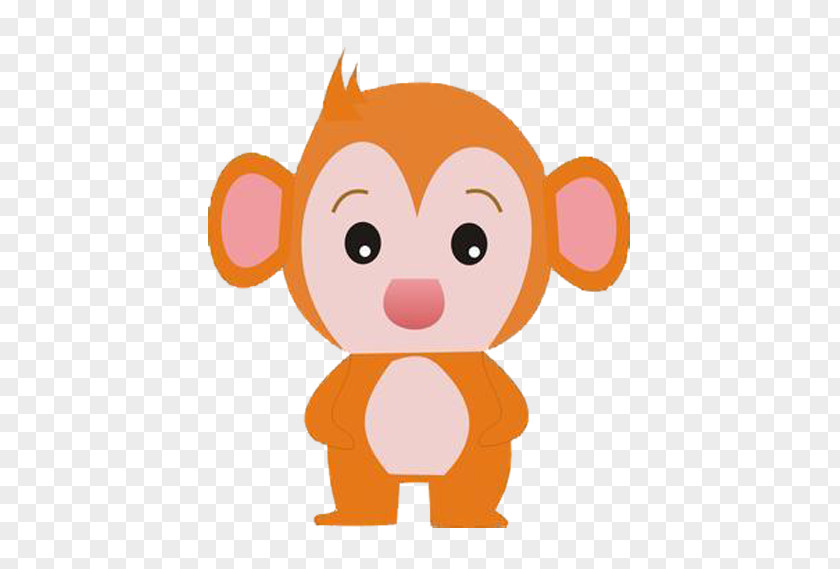 Hand Painted Cartoon Gold Monkey Clip Art PNG