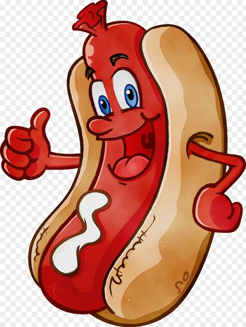Sausage Food Hot Dog Cartoon Ketchup Bun Drawing PNG