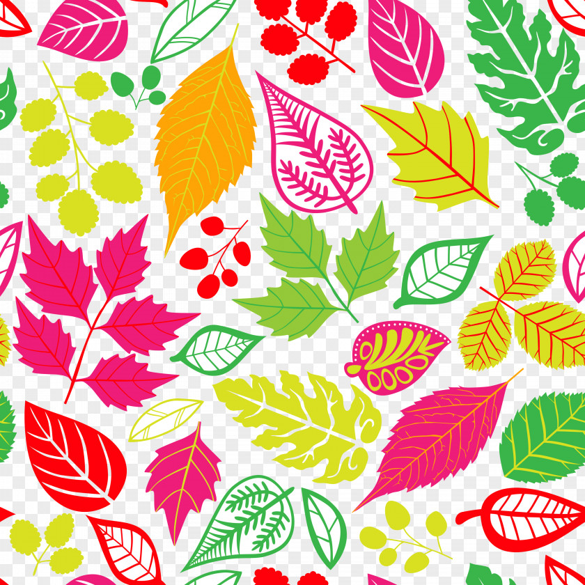 Autumn Leaf Pattern Seamless Background Color PNG