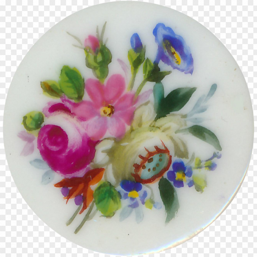Hand-painted Button Tableware Platter Flower Plate Porcelain PNG