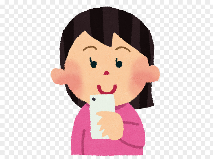 Smiling Woman Smartphone Internet Email いらすとや PNG