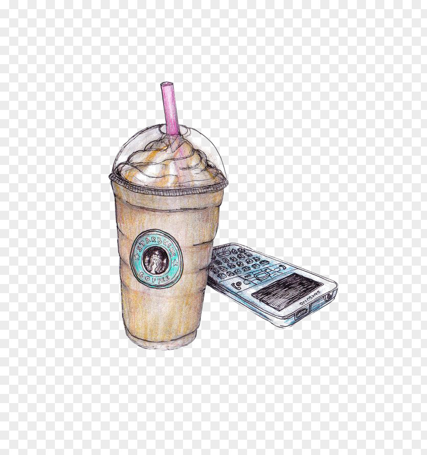 Starbucks Coffee Latte Milkshake Drawing PNG