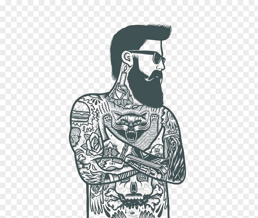 Bearded Tattoo Artist Sleeve Ink Removal PNG