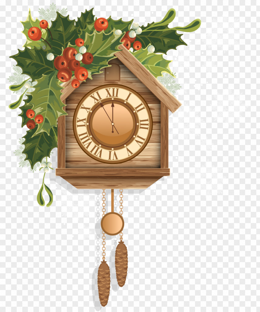 Christmas Clock Cuckoo Clip Art PNG