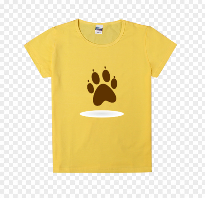 Cat Footprints Yellow Half-sleeves T-shirt Clip Art PNG