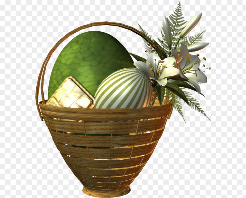 Easter Eggs Basket Flowerpot Fruit PNG