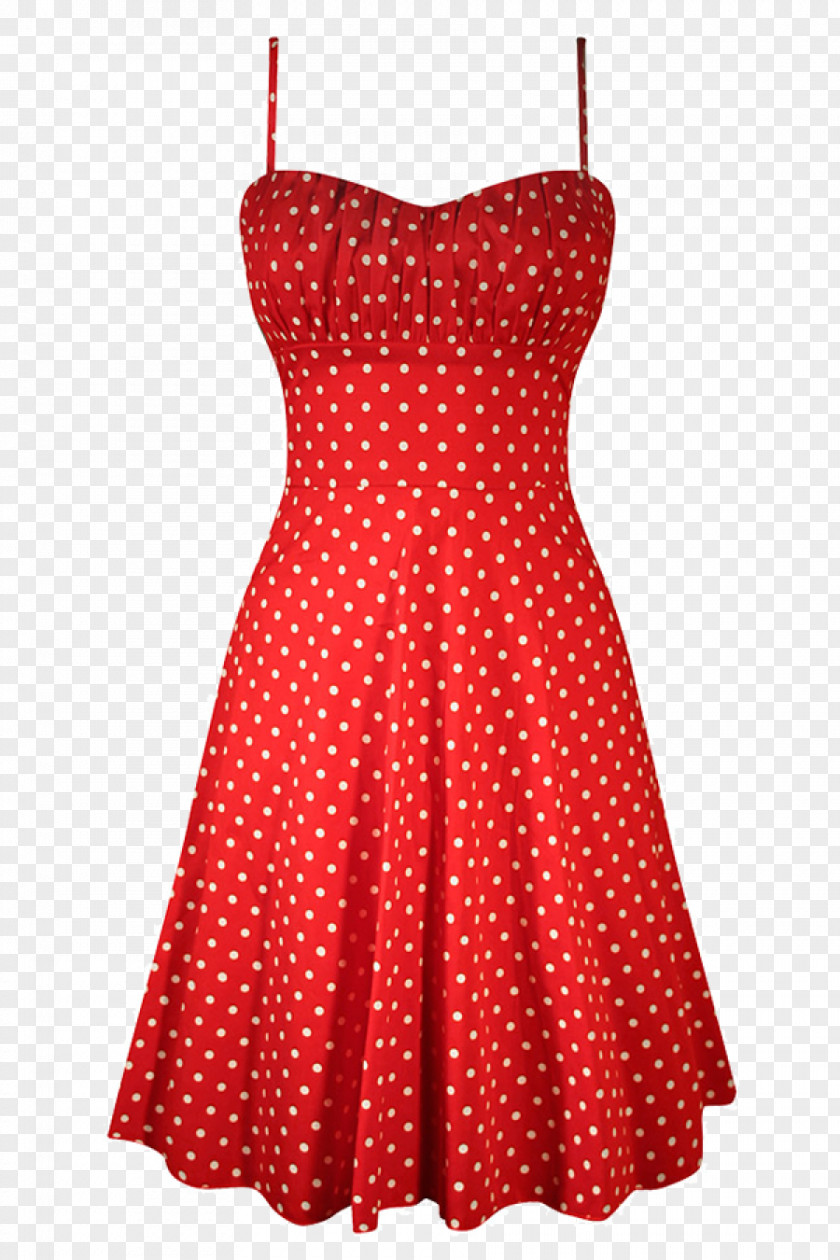 Red Clothes 1950s Polka Dot Dress Clothing Skirt PNG