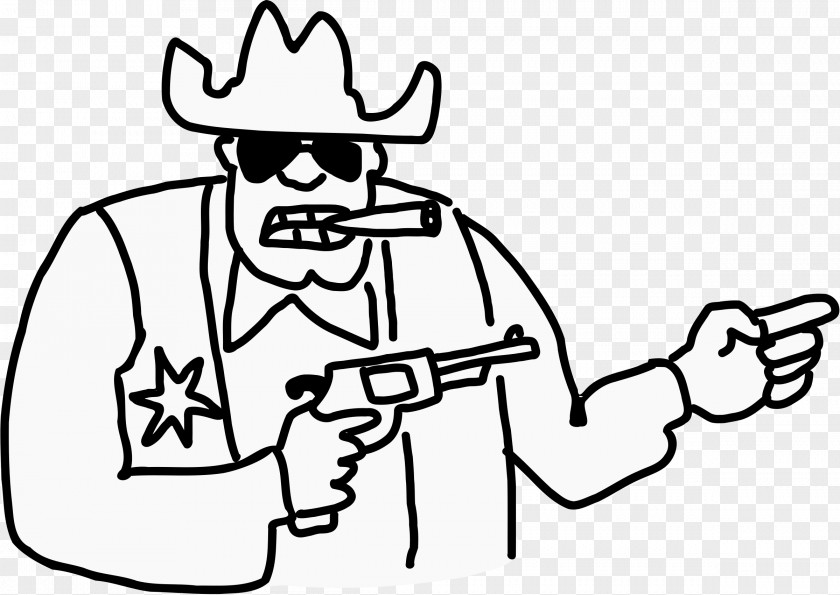 Sheriff American Frontier Line Art Drawing Clip PNG