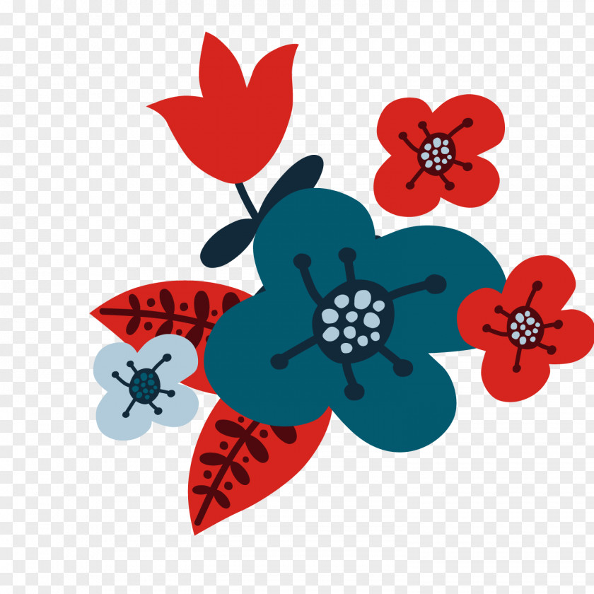 Red Flower Vector Christmas PNG