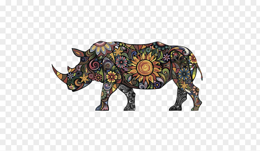 Bull Rhinoceros Tattoo Pattern PNG