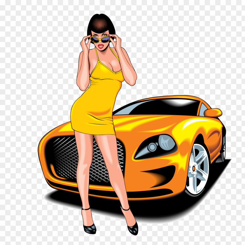 Luxury Cars And Beautiful Women PNG