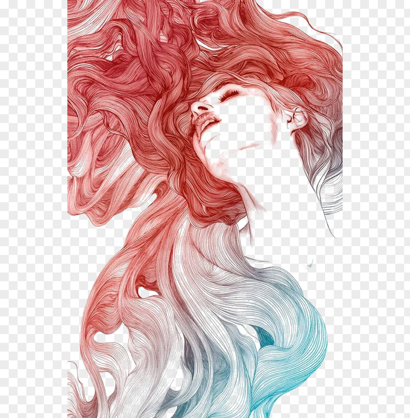Madrid Drawing Illustrator Art Illustration PNG Illustration, Long-haired girl, red and teal smoke clipart PNG