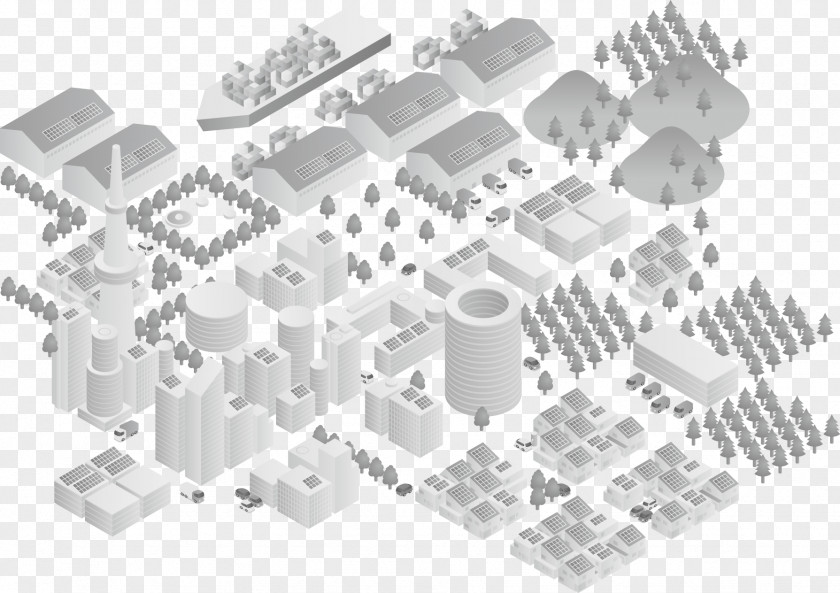Decorative Gray Town Poster PNG