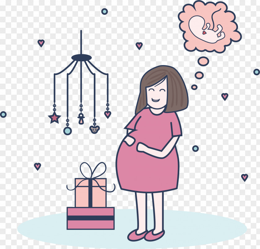 Vector Pregnant Woman Poster Pregnancy Mother Infant Illustration PNG