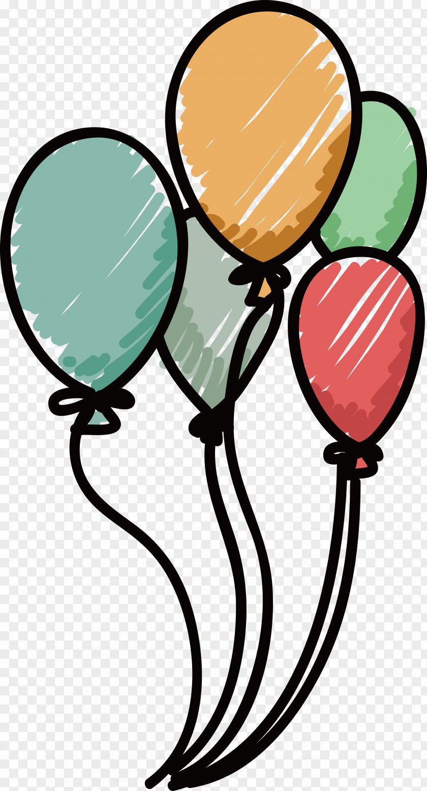 Vector Hand Colored Balloons Balloon Drawing PNG
